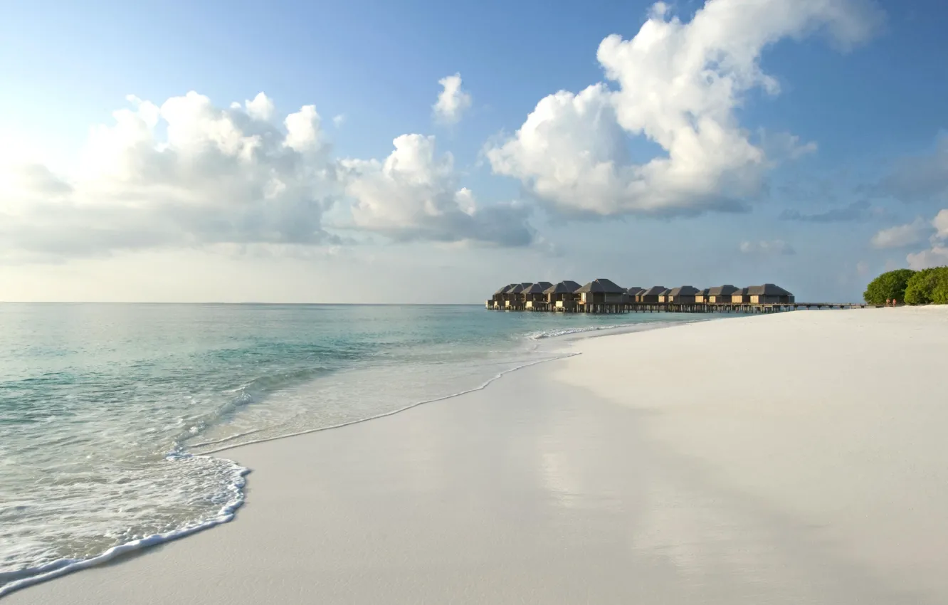 Photo wallpaper The Maldives, exotic, the ocean, resort, beach, white sand