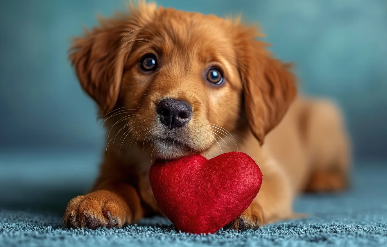 Photo wallpaper sweetheart, heart, dog, puppy, puppy, heart, dog, lovely