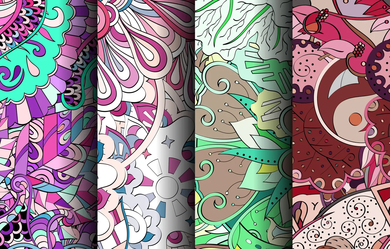 Photo wallpaper flowers, background, pattern, texture, geometry, ornament