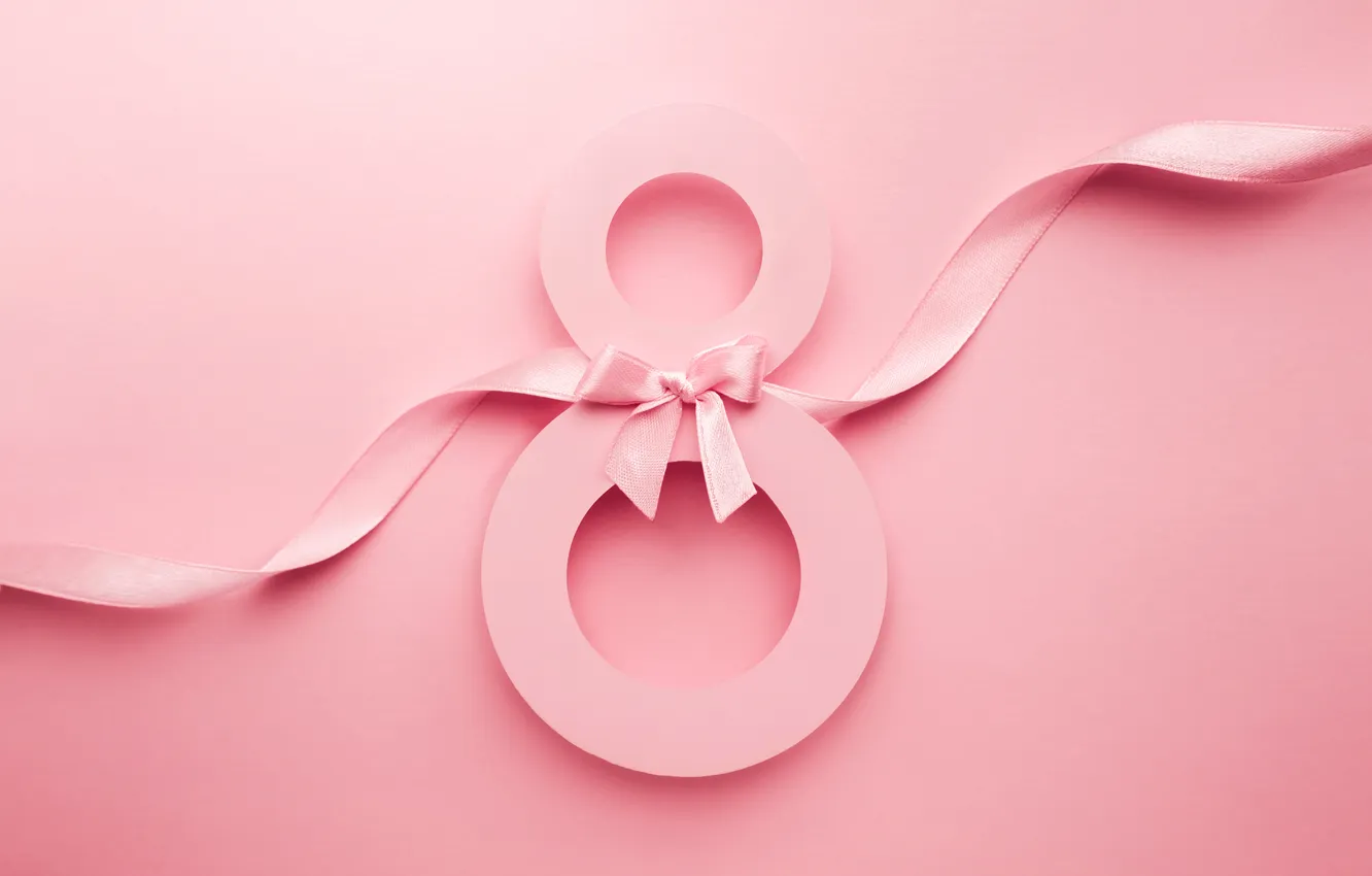 Photo wallpaper figure, tape, happy, pink background, March 8, pink, background, number