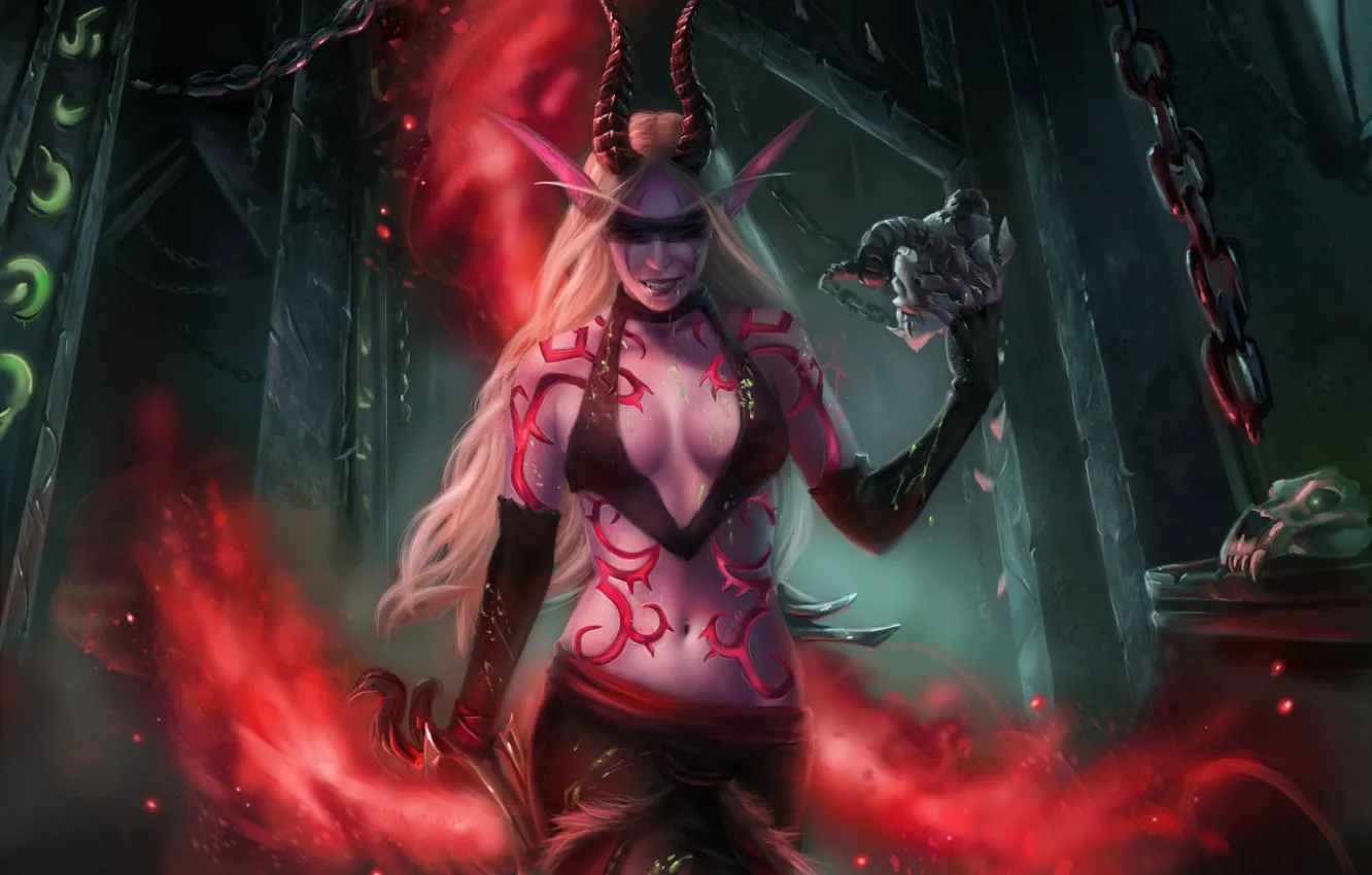 Photo wallpaper girl, art, WOW, elf, demon hunter, demon hunter, World Of Warcraft