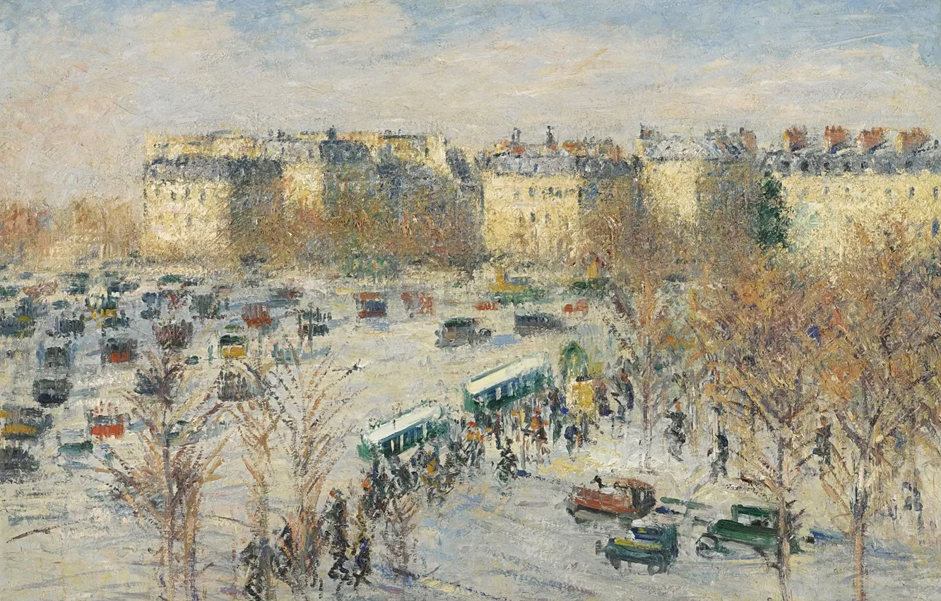 Photo wallpaper the sky, landscape, the city, Paris, home, picture, Gustave Loiseau, Plaza Etoile