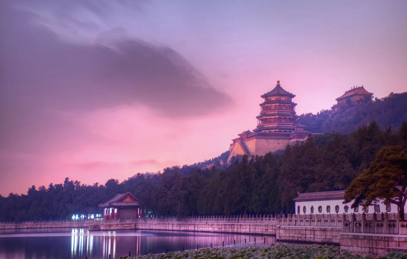 Photo wallpaper sunset, the evening, China, twilight, Beijing, summer Palace
