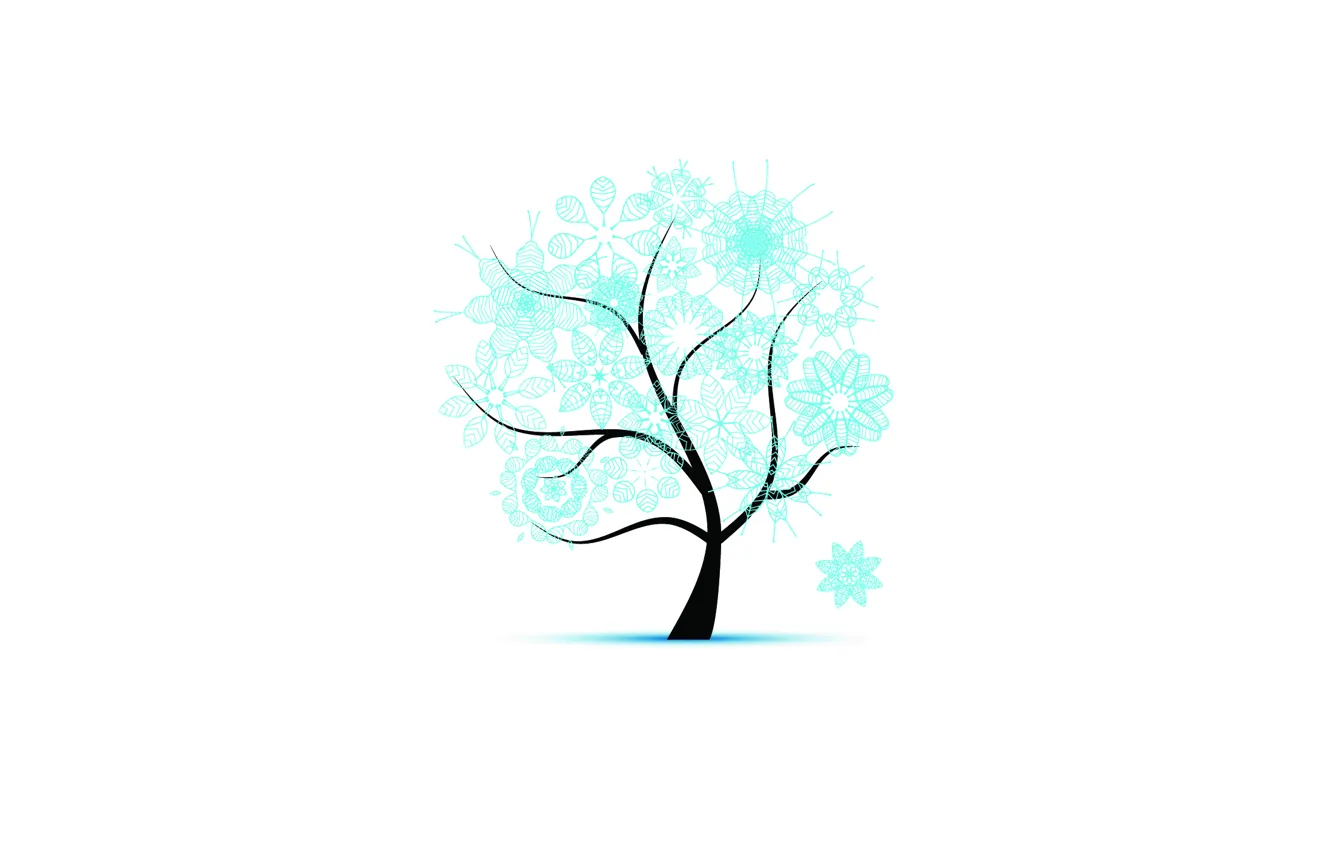 Photo wallpaper winter, snowflakes, tree, patterns