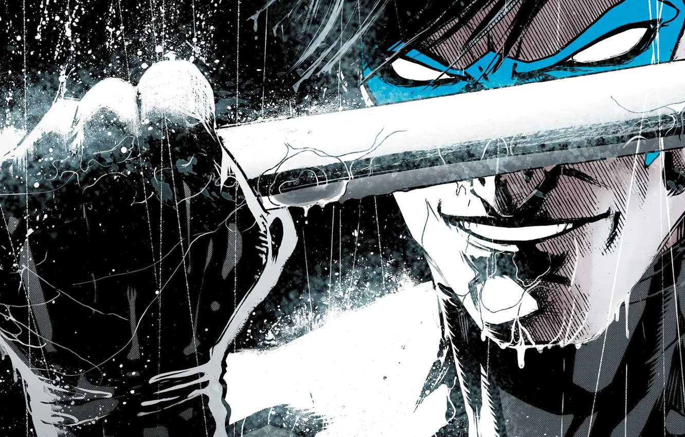 Photo wallpaper smile, weapons, hero, fist, DC Comics, Dick Grayson, Nightwing, Dick Grayson