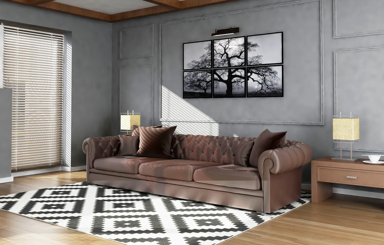 Photo wallpaper light, design, style, sofa, graphics, picture, living room