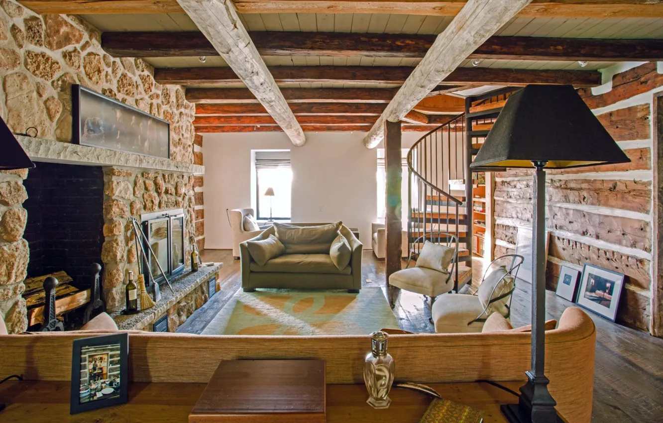 Photo wallpaper design, style, room, interior, fireplace, living room