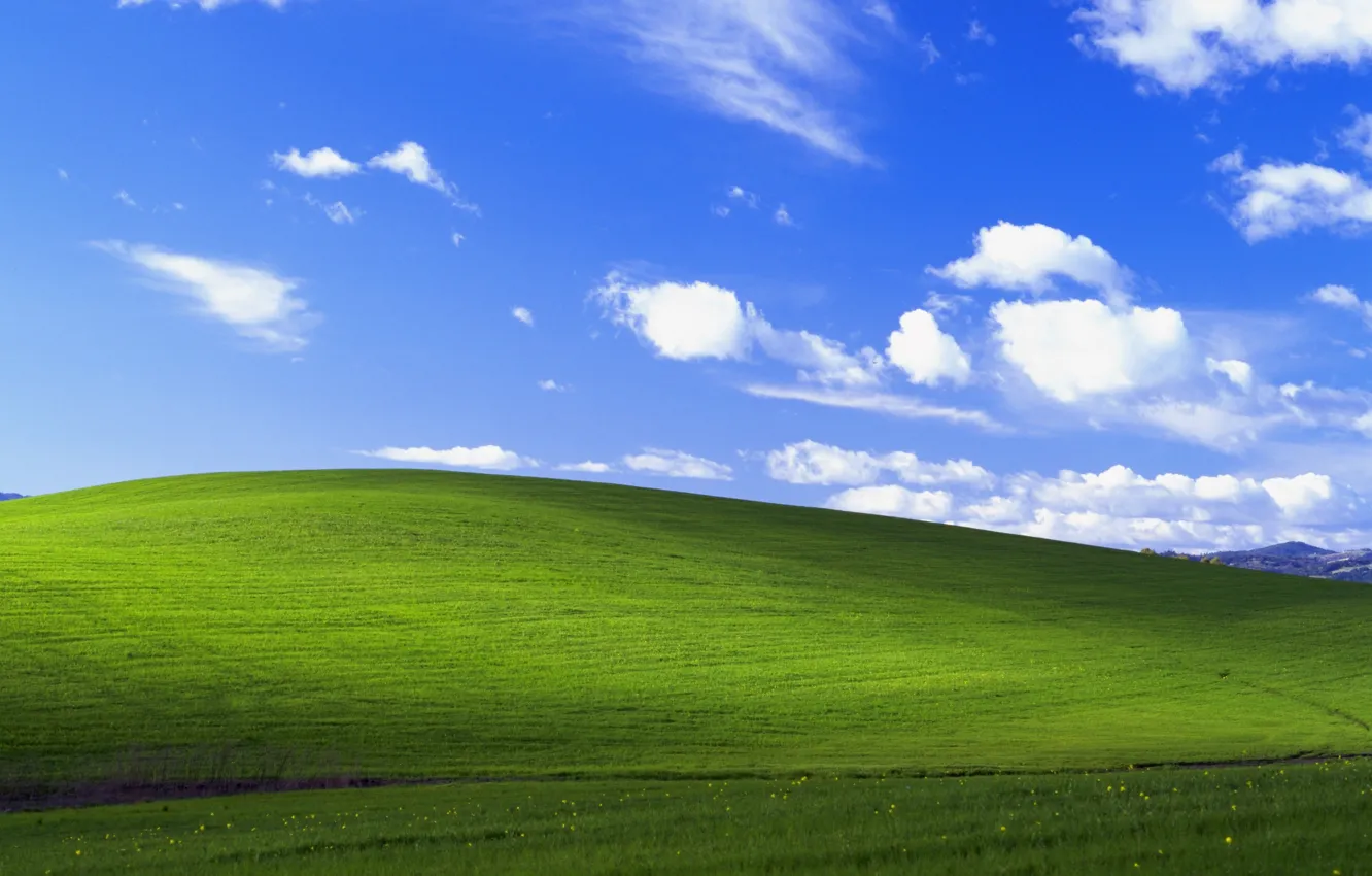 Photo wallpaper field, the sky, clouds, serenity, windows