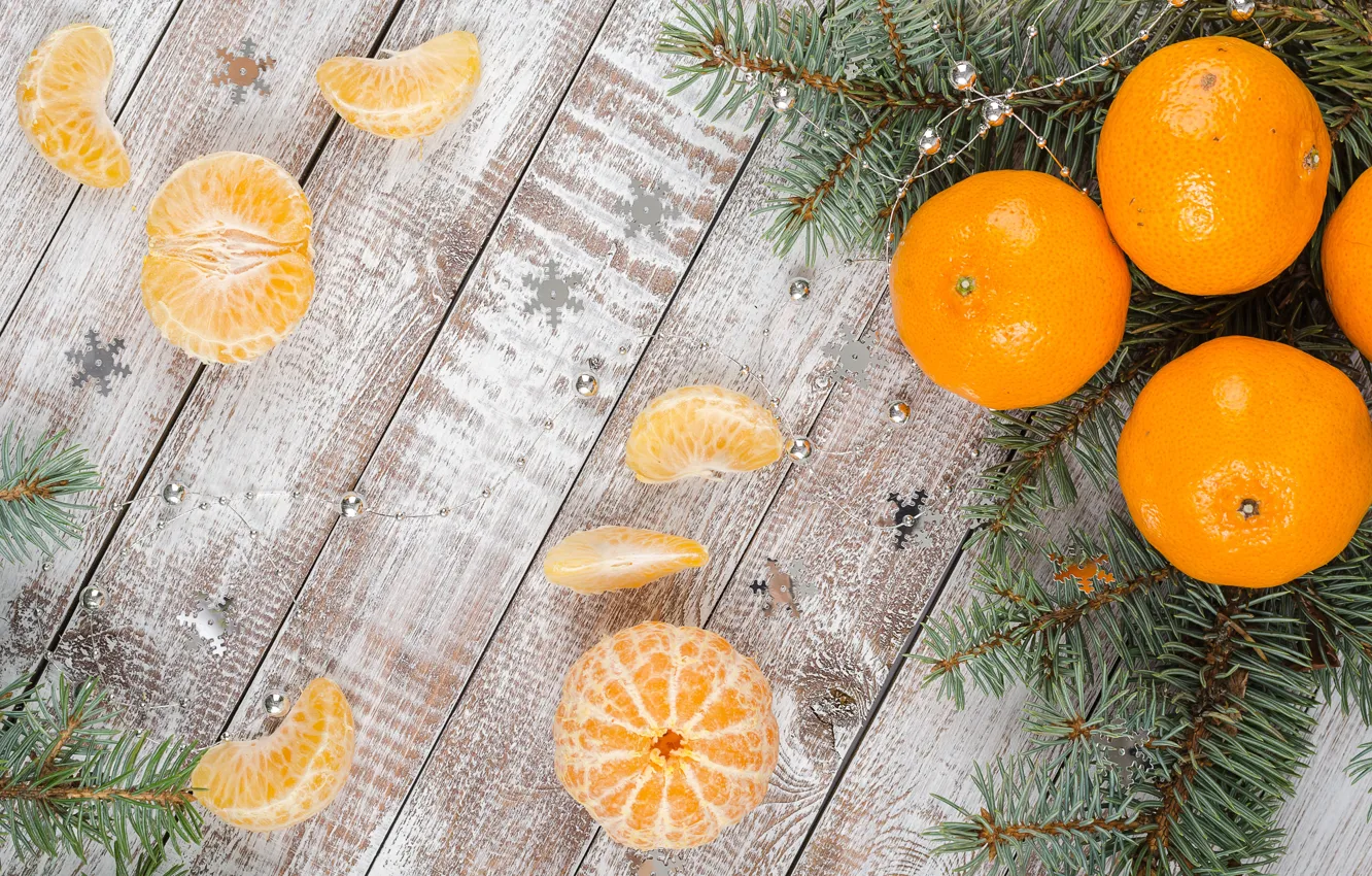 Photo wallpaper decoration, New Year, Christmas, Christmas, wood, winter, fruit, New Year