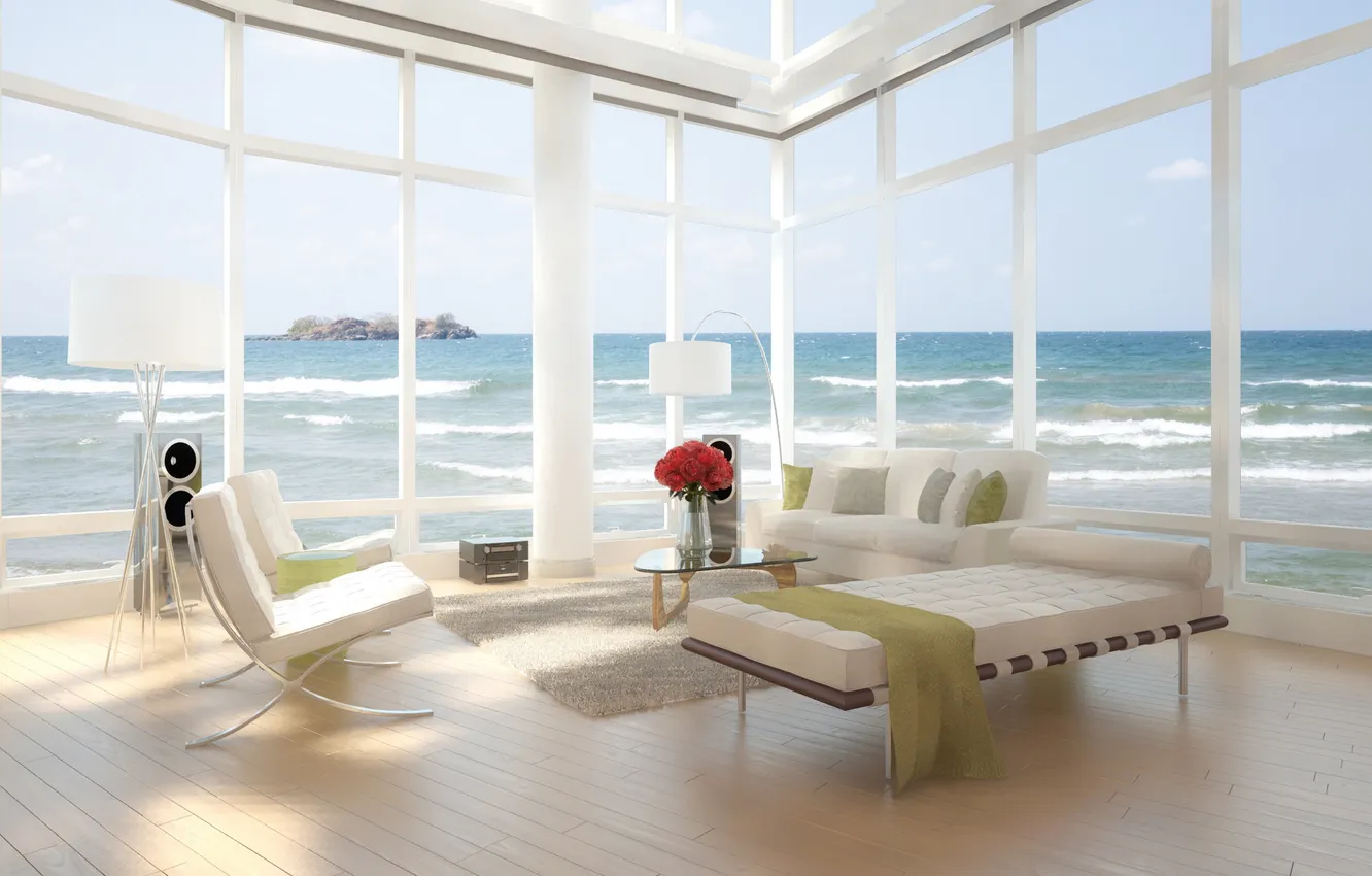 Photo wallpaper house, design, island, Large, interior, home, holiday, floor