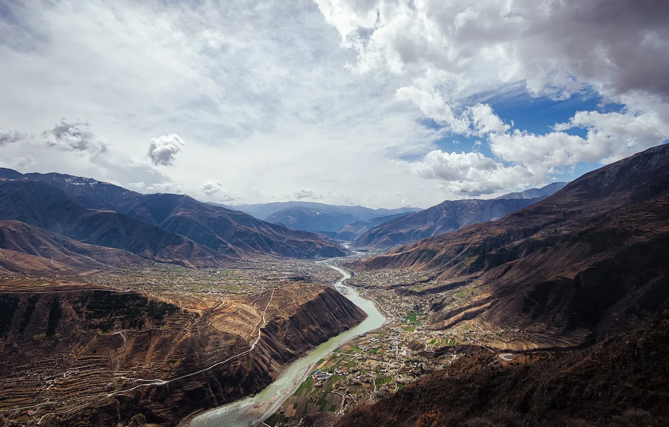 Photo wallpaper mountains, river, China, China, Magnificent Da River