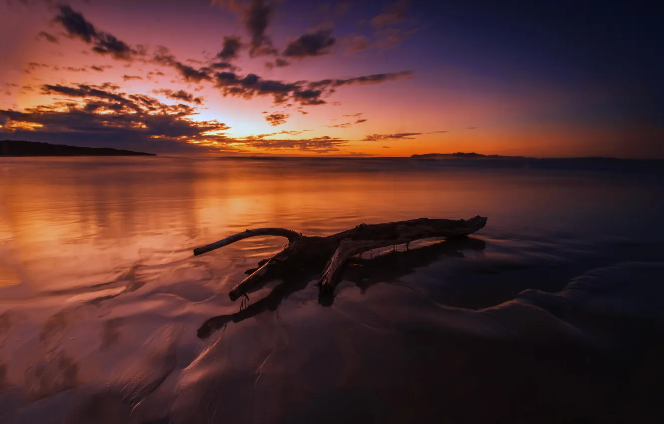 Photo wallpaper sea, beach, the sky, water, clouds, landscape, sunset, nature