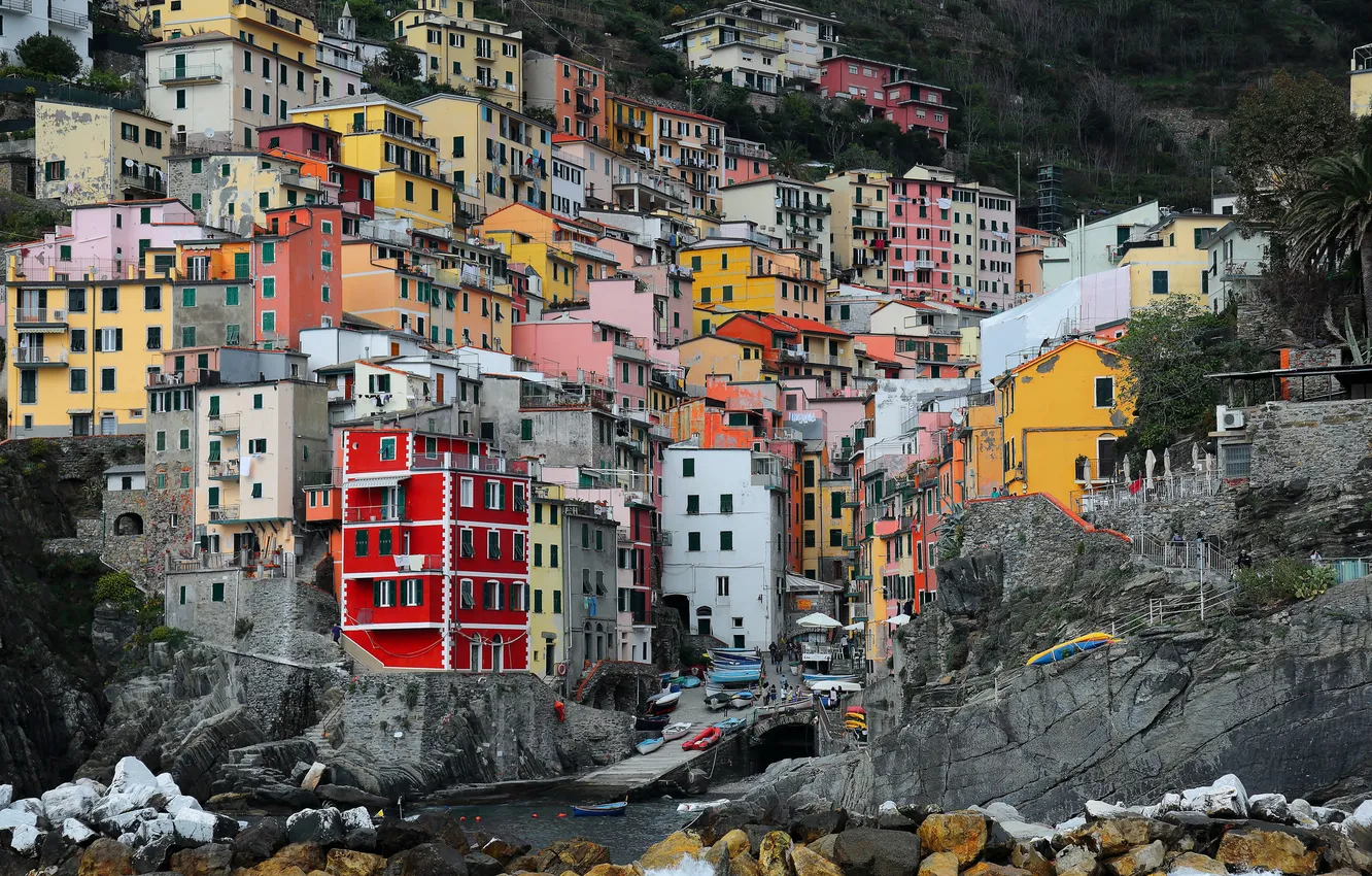 Photo wallpaper rocks, home, Italy, Riomaggiore