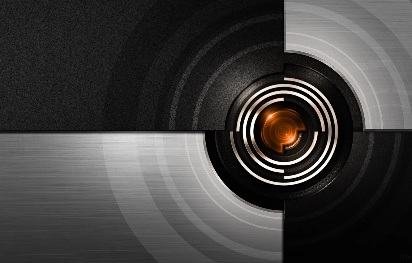 Photo wallpaper carbon, orange, metallic, gyroscope