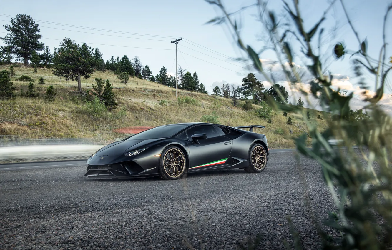 Photo wallpaper Lamborghini, Road, Huracan