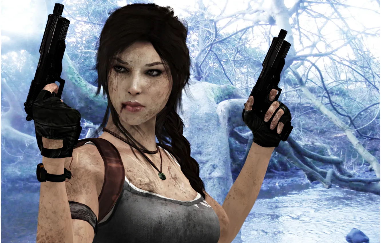 Photo wallpaper gun, wallpaper, Tomb Raider, game, Lara Croft, Square Enix, Lara Croft, Tomb raider