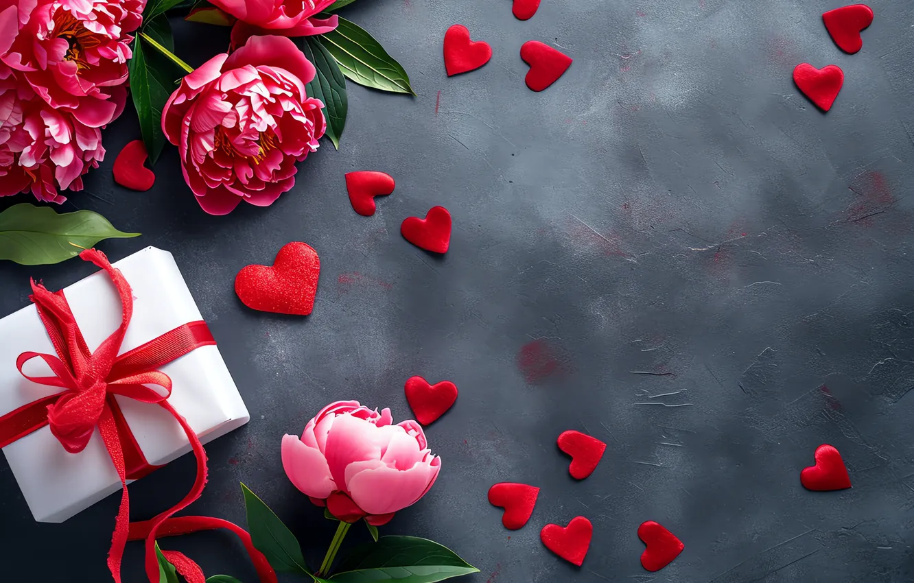 Photo wallpaper love, flowers, gift, romance, love, Valentine's day, heart, flowers