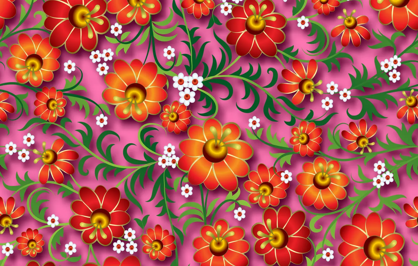 Photo wallpaper flowers, pattern, pattern, floral, seamless, seamless
