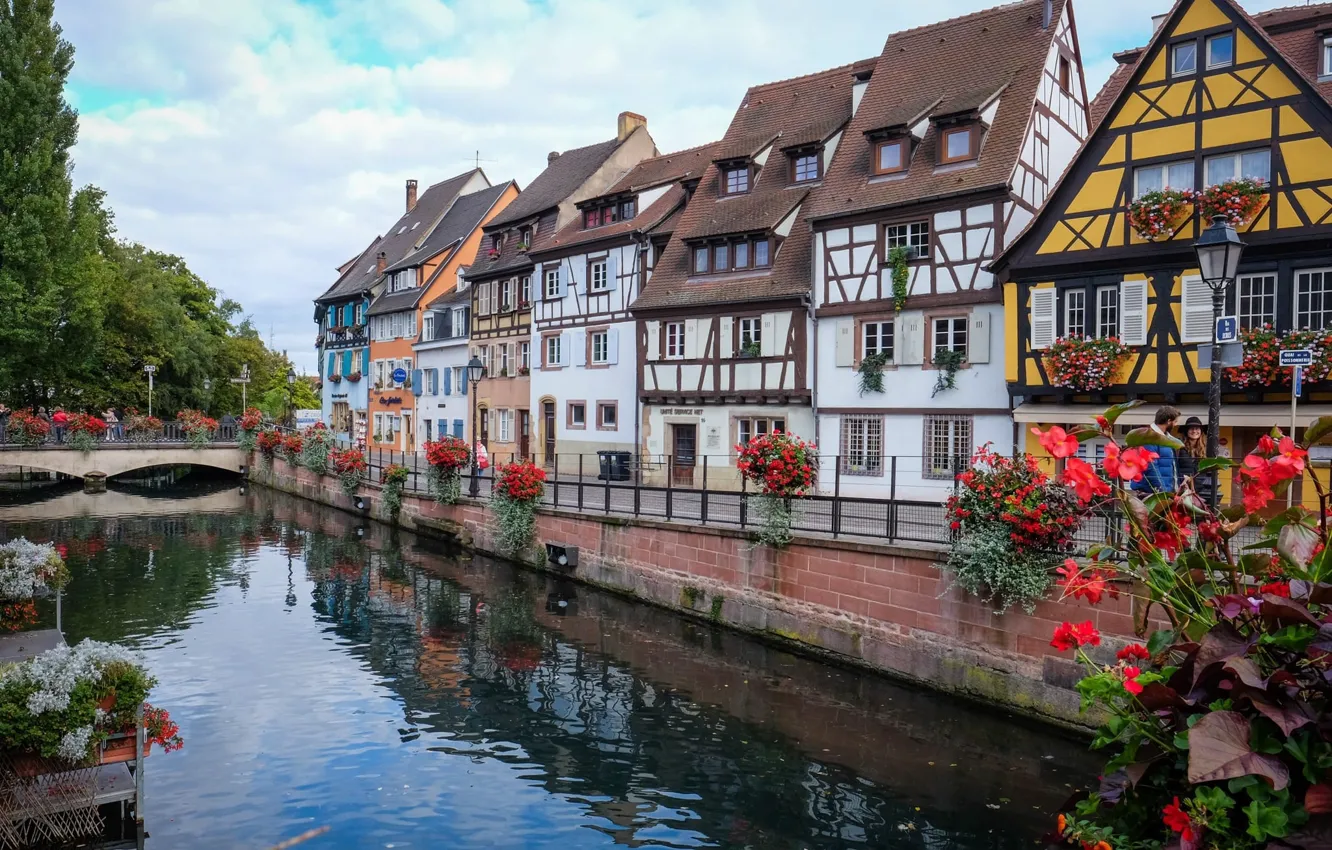 Photo wallpaper river, France, home, Strasbourg