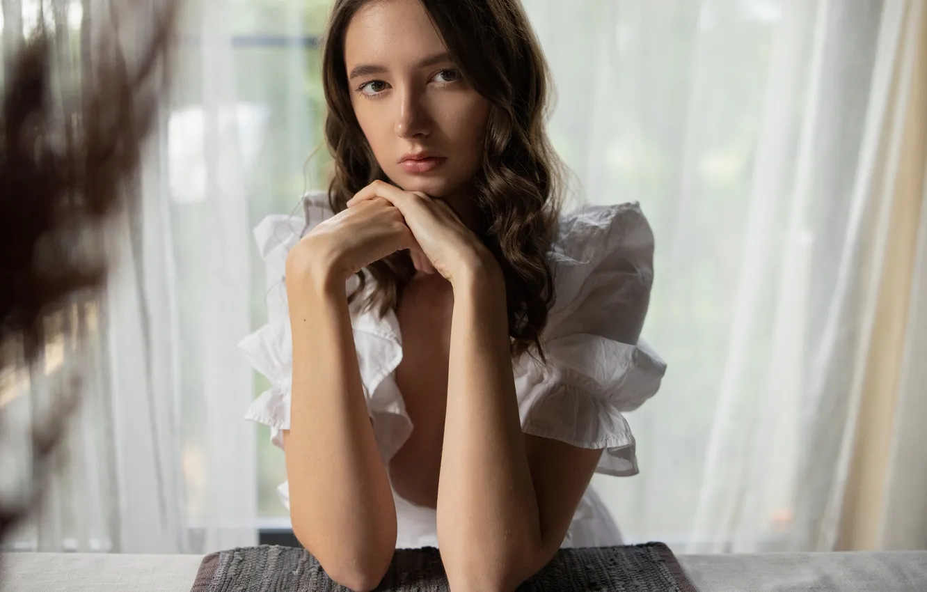 Photo wallpaper look, face, pose, portrait, hands, Disha Shemetova, DISHA Shemetova, Alexander Volodikov