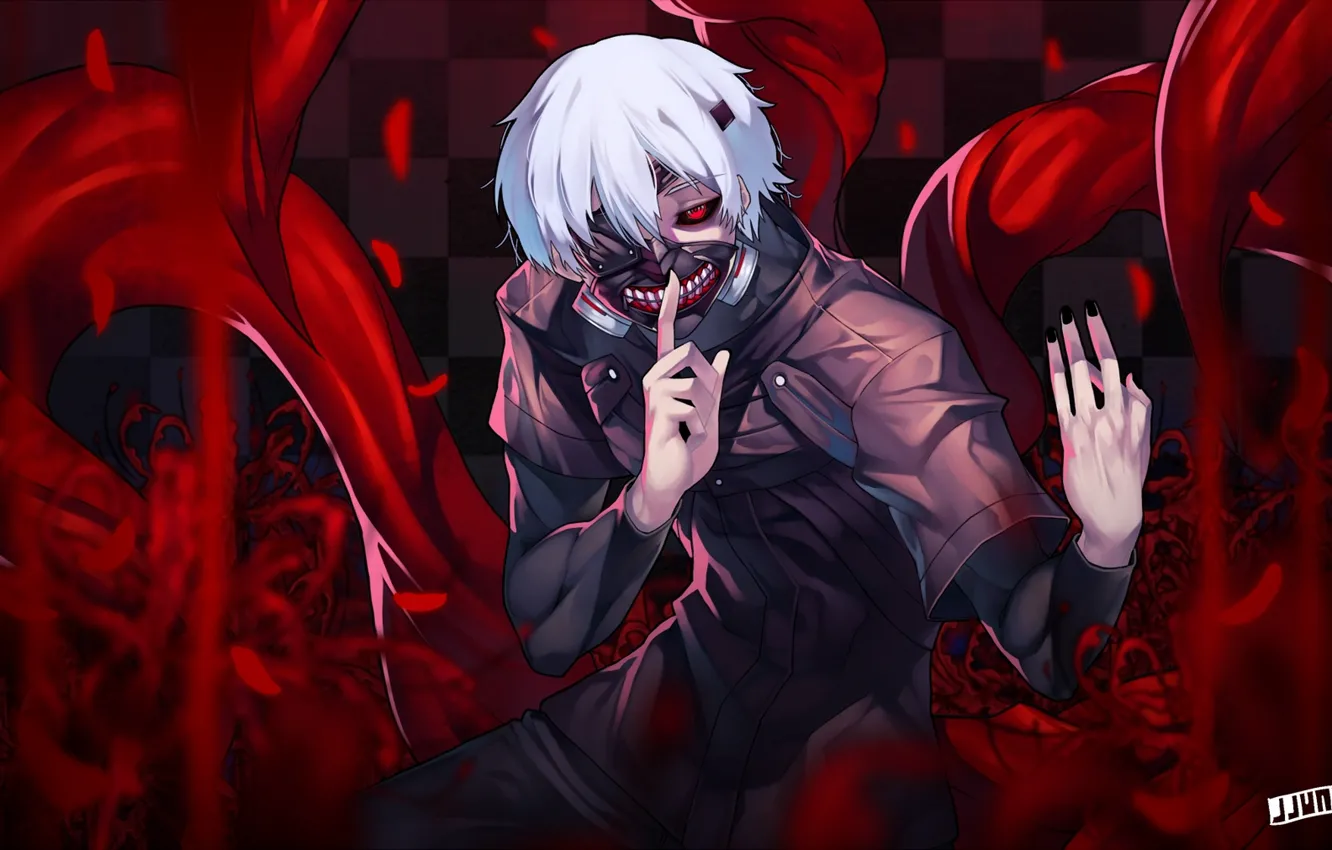 Photo wallpaper anime, mask, art, guy, gesture, Tokyo ghoul, tokyo ghoul, Ken kanek