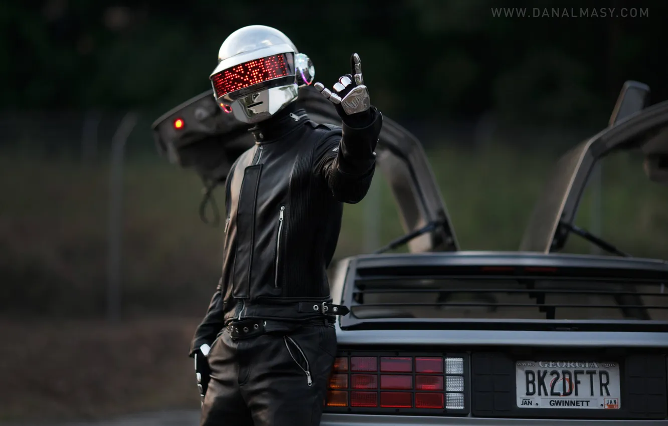 Photo wallpaper rock, Daft Punk, guy, de lorean