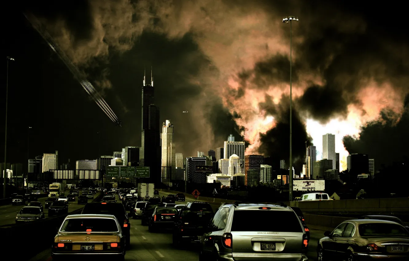 Photo wallpaper road, machine, the city, building