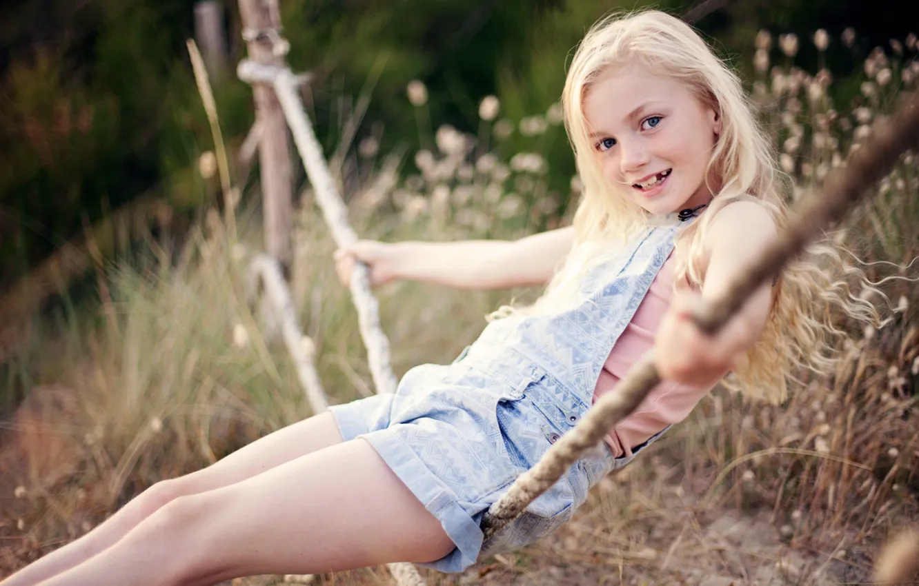 Photo wallpaper summer, swing, girl