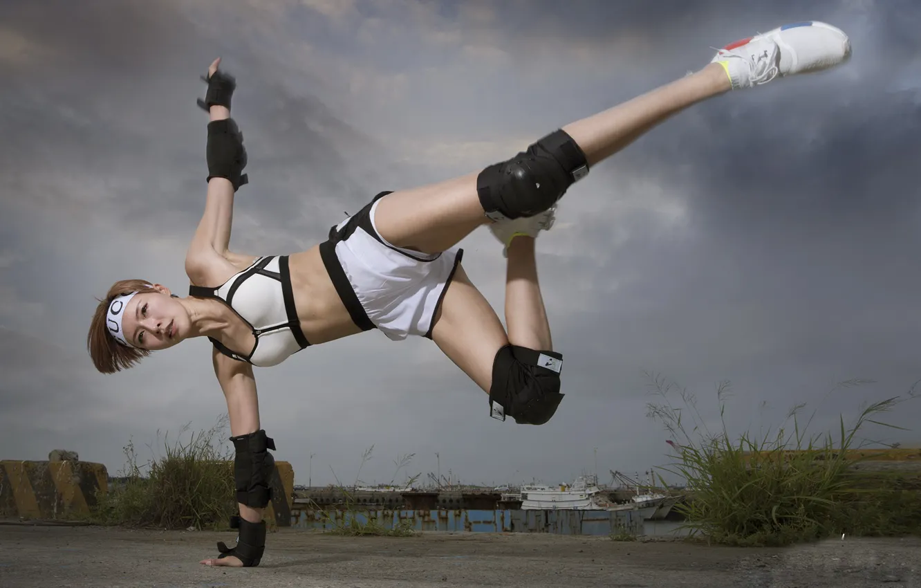 Photo wallpaper girl, sport, Asian