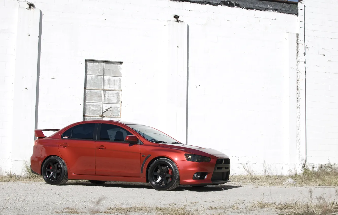 Photo wallpaper Black, Wheels, Lancer Evolution X