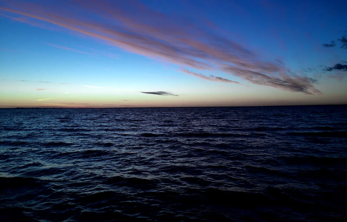 Photo wallpaper sea, the sky, horizon, wave bursts