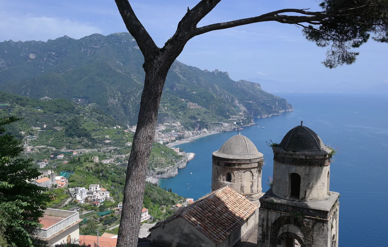 Photo wallpaper sea, mountains, Italy, Ravello, Campaign, Villa Rufolo