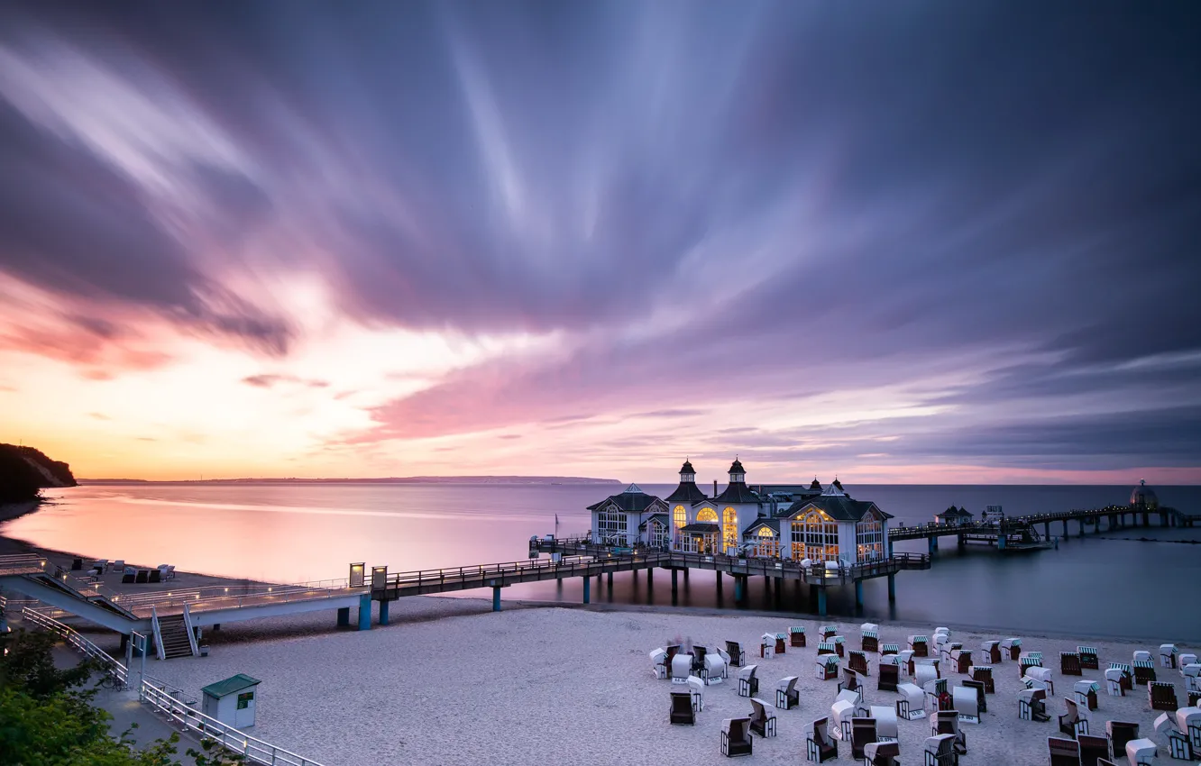 Photo wallpaper Mecklenburg-Vorpommern, The District Of Vorpommern-Rügen, Ostseebad Sellin, Sellin Pier Sunset