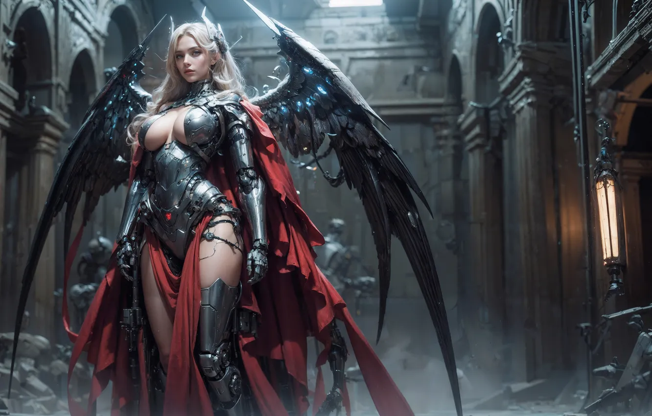 Photo wallpaper demon, girl, wings, succubus, AI Art