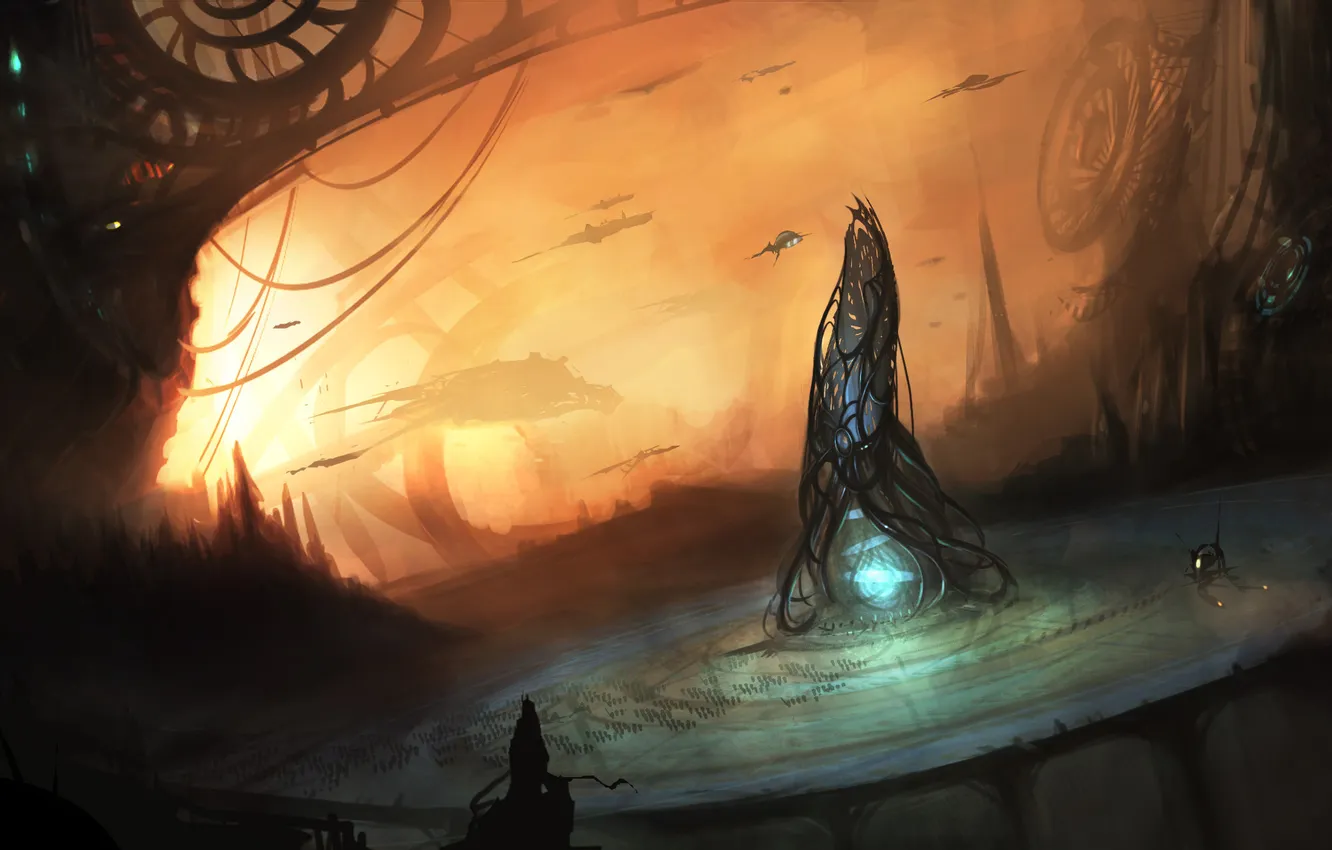 Photo wallpaper the city, transport, wire, ship, tower, art