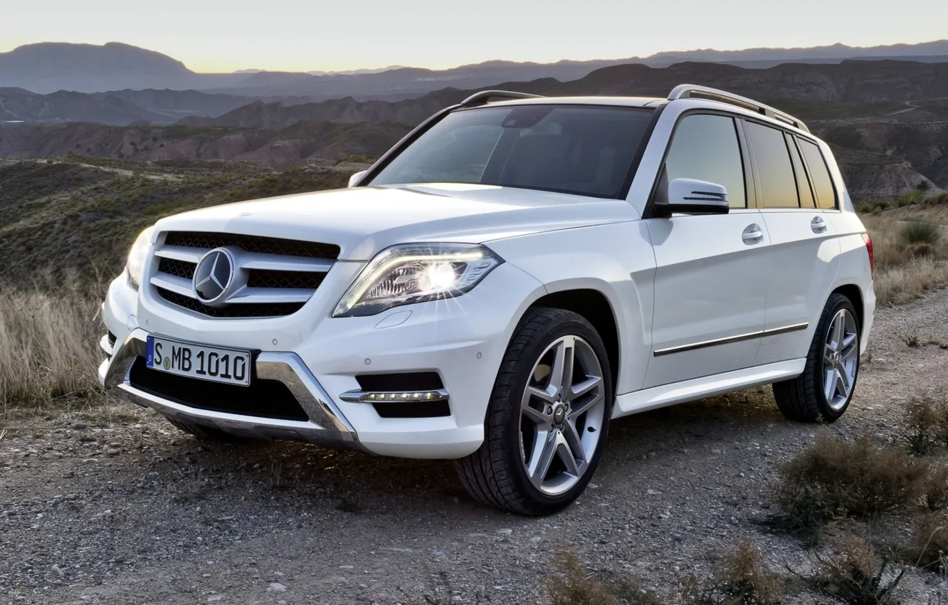 Photo wallpaper road, white, hills, jeep, mercedes-benz, Mercedes, the front, crossover