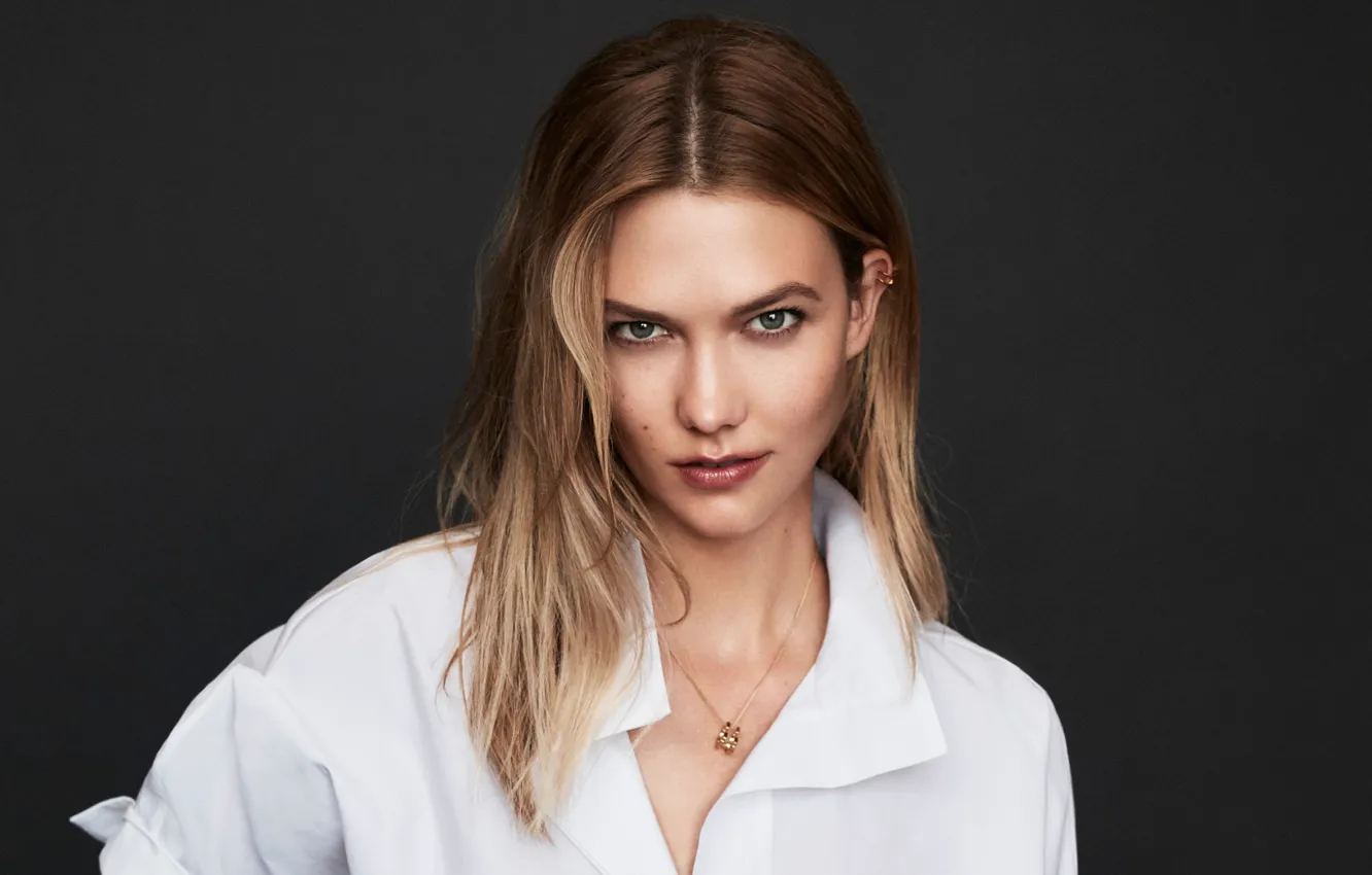 Photo wallpaper look, background, model, portrait, makeup, hairstyle, white, shirt