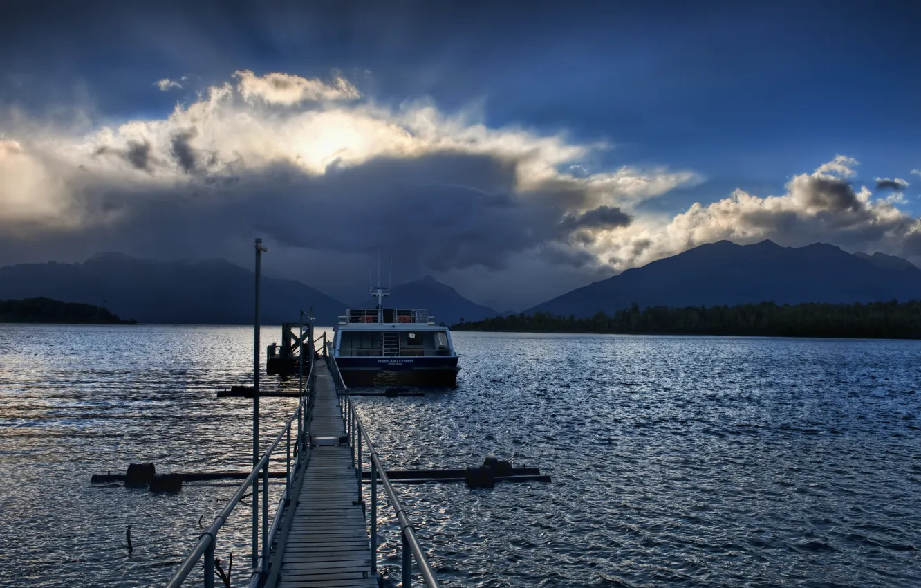 Photo wallpaper sea, water, landscape, boat, ship, yacht, boat
