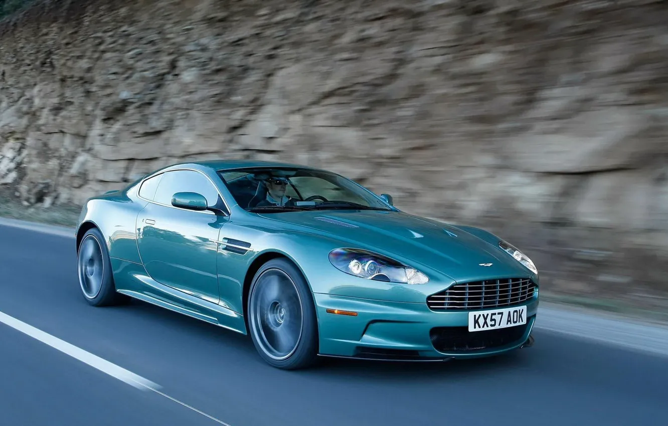 Photo wallpaper road, blue, Aston M artin