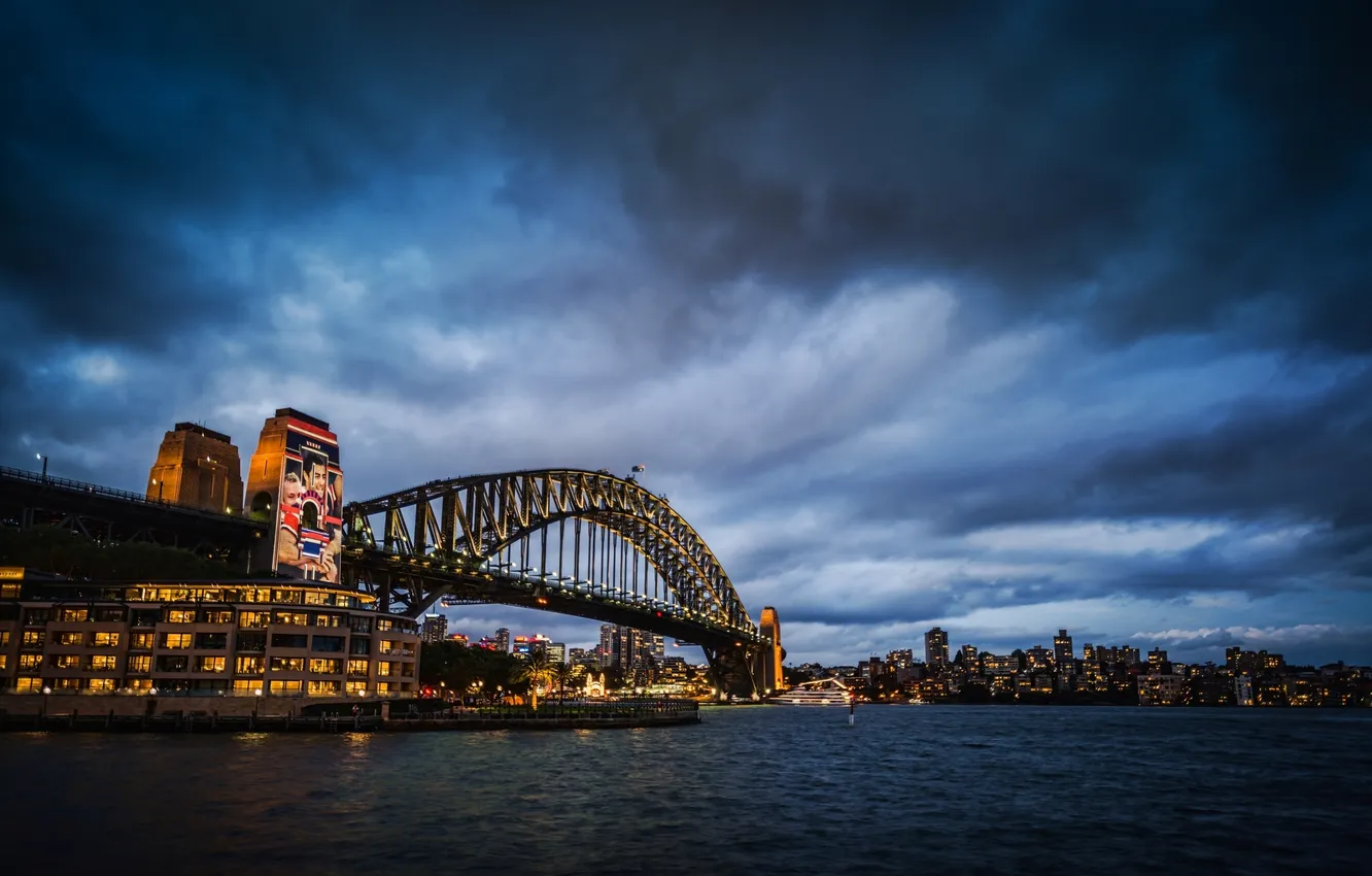 Photo wallpaper bridge, Australia, Sydney, night city, Australia, Sydney, Sydney Harbour Bridge, Harbour Bridge