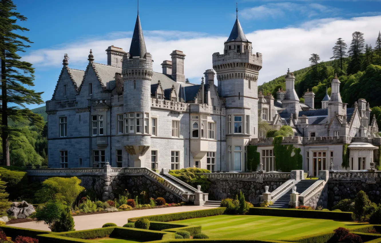 Photo wallpaper landscape, castle, landscape, beautiful, vintage, castle, ancient