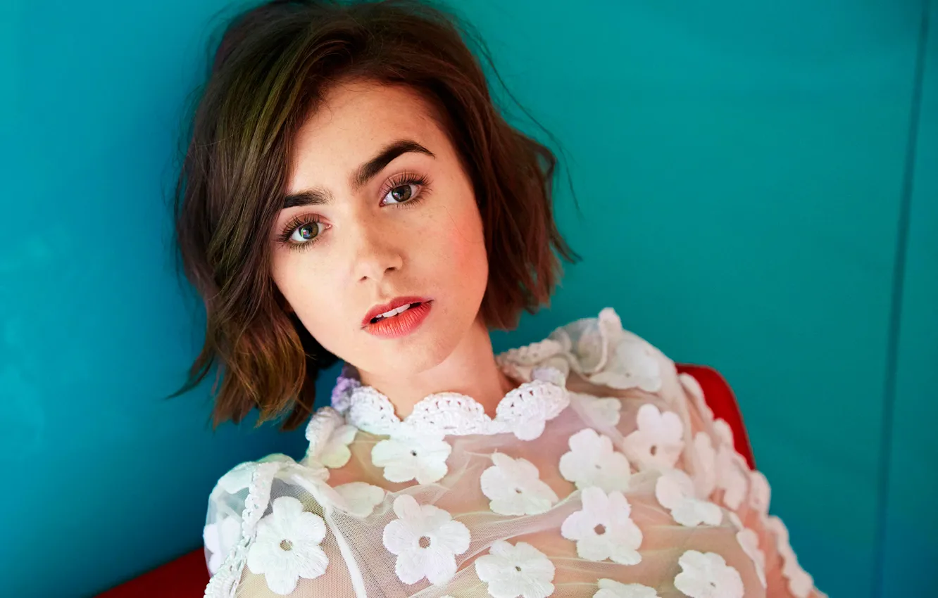Photo wallpaper photoshoot, Lily Collins, Lily Collins, Yahoo Style