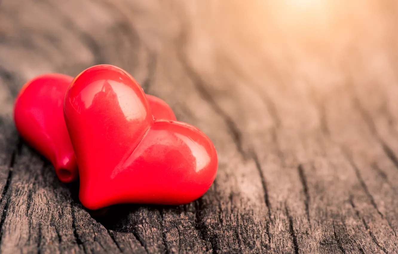 Photo wallpaper love, heart, red, love, wood, romantic, hearts
