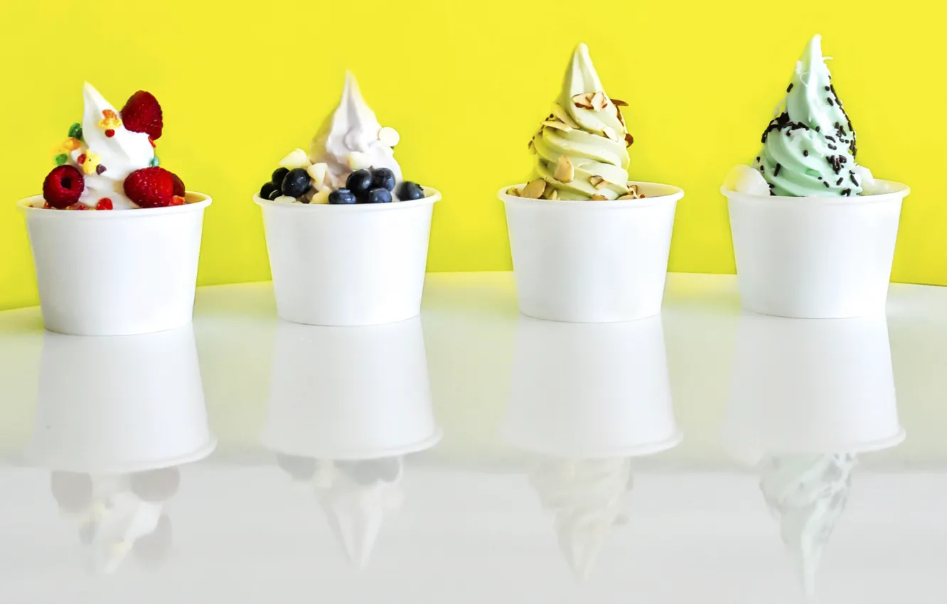 Photo wallpaper berries, ice cream, dessert, dessert, berries, ice cream, yogurt, yogurt