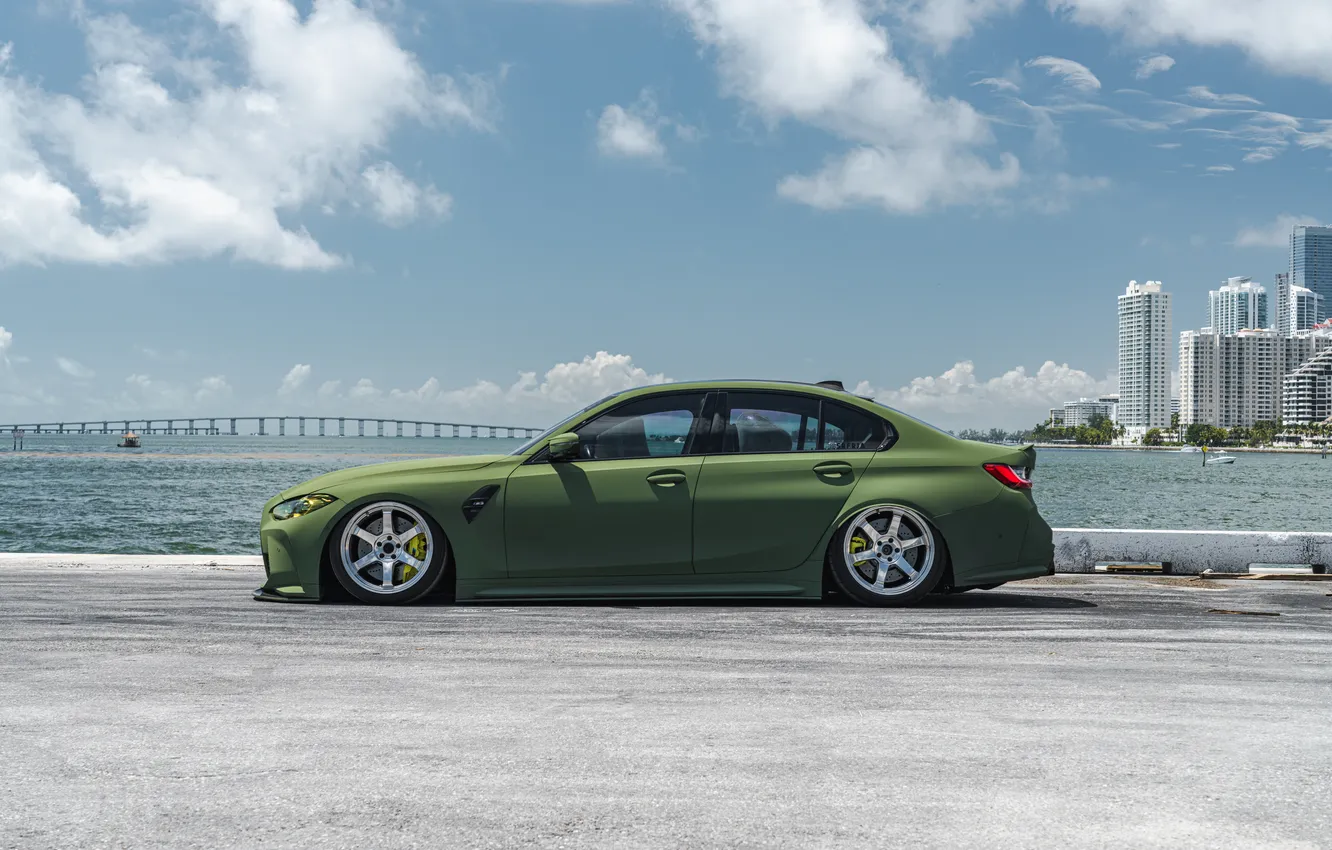 Photo wallpaper BMW, sea, Side, bmw m3, Town