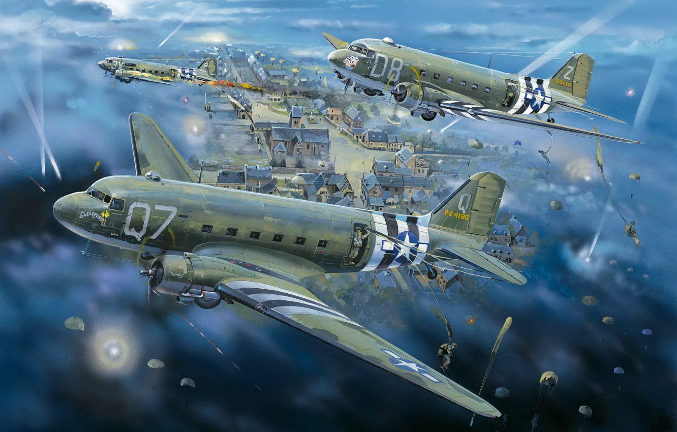 Photo wallpaper American military transport aircraft, Douglas C-47 Skytrain, UNITED STATES AIR FORCE, US Airforce