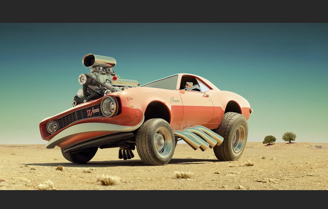 Photo wallpaper auto, engine, desert