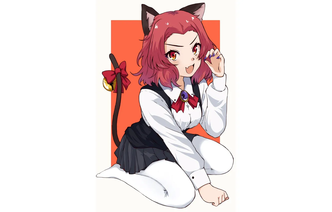 Photo wallpaper girl, anime, beautiful, red eyes, short hair, pretty, attractive, handsome