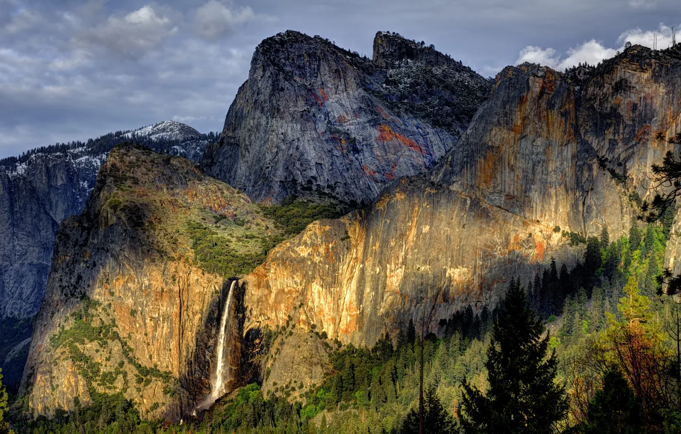 Photo wallpaper forest, mountains, nature, waterfall, national Park