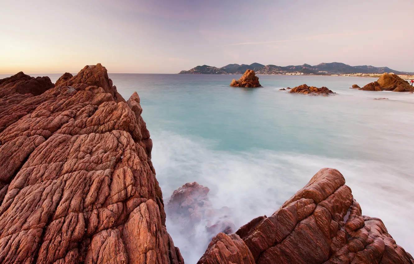 Photo wallpaper sea, landscape, rocks